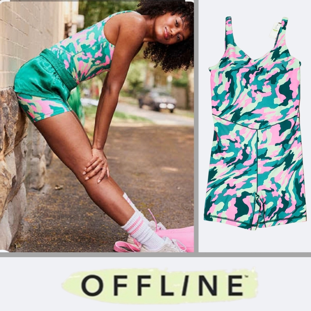 NEW Offline By Aerie Womens Stretchy Multicolor One Piece Jumpsuit Romper Size M